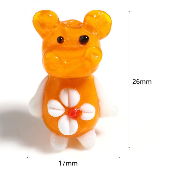 Picture of Lampwork Glass Beads Cow Animal Orange About 26mm x 17mm, Hole: Approx 2.2mm, 2 PCs