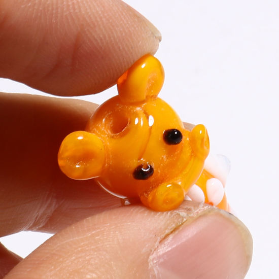 Picture of Lampwork Glass Beads Cow Animal Orange About 26mm x 17mm, Hole: Approx 2.2mm, 2 PCs