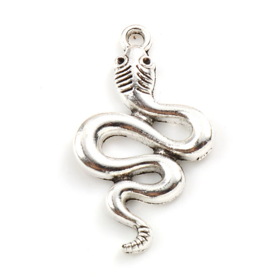 Image de Pendentifs en Alliage de Zinc Serpent Argent Vieilli 30mm x 18mm, 20 Pcs