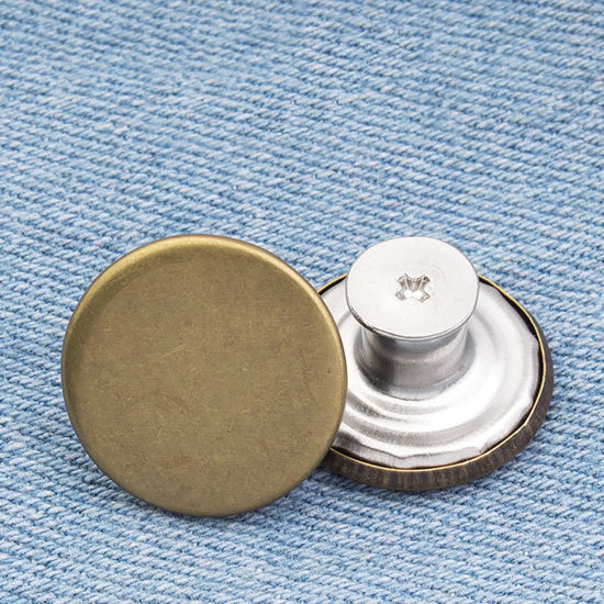 Immagine di Lega di Zinco Metallo Prolunga per Bottoni Automatici a Scatto Istantaneo Staccabile Bottoni Jeans Estensione Cintura Tondo Bronzo 17mm Dia, 2 Pz