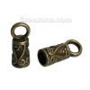 Picture of Zinc Based Alloy Cord End Caps Cylinder Antique Bronze Carved Pattern (Fits 3.5mm( 1/8") Cord) 14mm x 5.5mm, 100 PCs