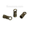 Picture of Zinc Based Alloy Cord End Caps Cylinder Antique Bronze Carved Pattern (Fits 3.5mm( 1/8") Cord) 14mm x 5.5mm, 100 PCs