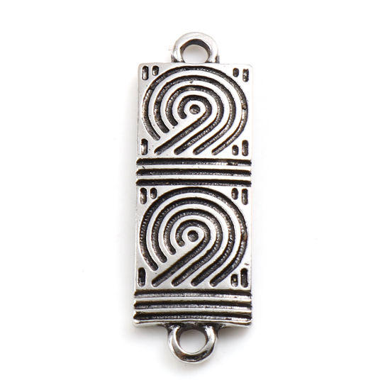 Imagen de Zamak Año Conectores Rectángulo Plata Antigua Número Mensaje " 22 " 28mm x 9mm, 10 Unidades