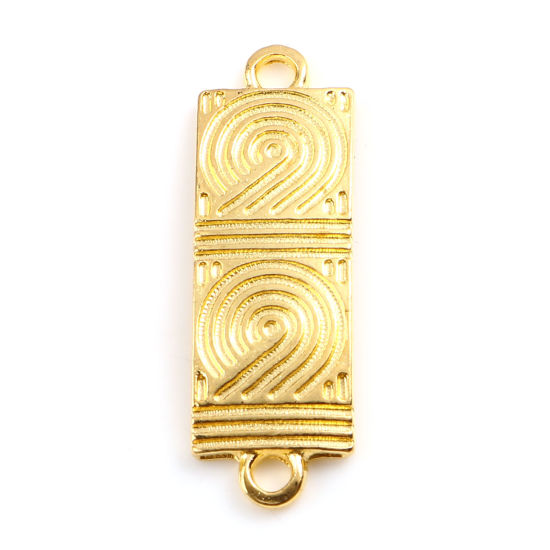 Imagen de Zamak Año Conectores Rectángulo Chapado en Oro Número Mensaje " 22 " 28mm x 9mm, 10 Unidades
