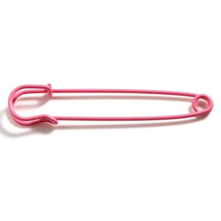 Picture of Iron Based Alloy Pin Brooches Findings Pin Pink Enamel 7.5cm x 1.7cm, 10 PCs