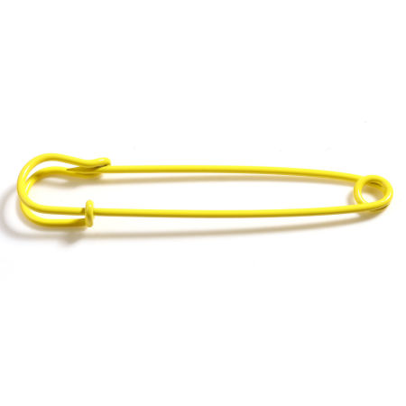 Picture of Iron Based Alloy Pin Brooches Findings Pin Yellow Enamel 7.5cm x 1.7cm, 10 PCs