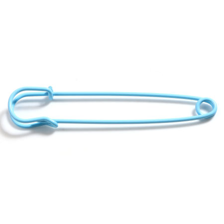 Picture of Iron Based Alloy Pin Brooches Findings Pin Light Blue Enamel 7.5cm x 1.7cm, 10 PCs