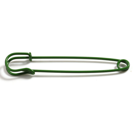 Picture of Iron Based Alloy Pin Brooches Findings Pin Green Enamel 7.5cm x 1.7cm, 10 PCs