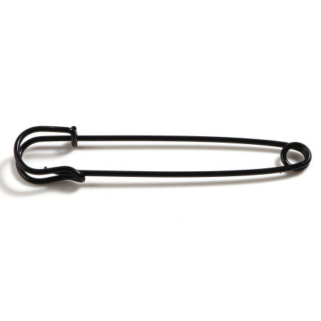 Picture of Iron Based Alloy Pin Brooches Findings Pin Black Enamel 7.5cm x 1.7cm, 10 PCs
