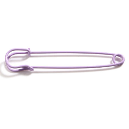 Picture of Iron Based Alloy Pin Brooches Findings Pin Purple Enamel 7.5cm x 1.7cm, 10 PCs