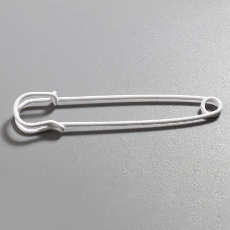 Picture of Iron Based Alloy Pin Brooches Findings Pin White Enamel 7.5cm x 1.7cm, 10 PCs
