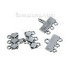 Picture of Zinc Based Alloy Hook Clasps Rectangle Antique Silver Color Rhombus Carved 17mm x16mm 17mm x14mm, 10 Sets