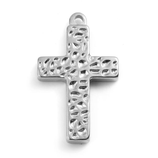 Изображение 201 Нержавеющая Сталь религия Подвески Крест Серебряный Тон 29мм x 17мм, 1 ШТ