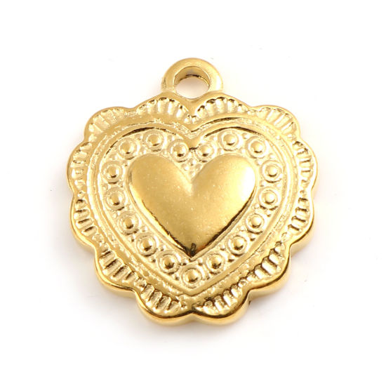 Image de Breloques en 201 Acier Inoxydable La Saint Valentin Cœur Doré 16mm x 14mm , 1 Pièce