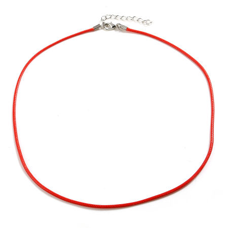 Image de Colliers de Corde Tressé en Cire Coréen + Polyester Rouge, 45cm Long, 20 Pièces