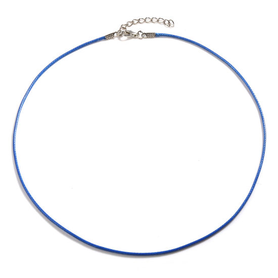 Picture of Korean Wax + Polyester Braided String Cord Necklace Blue 45cm(17 6/8") long, 20 PCs