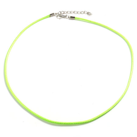 Image de Colliers de Corde Tressé en Cire Coréen + Polyester Vert Fluorescent, 45cm Long, 20 Pièces