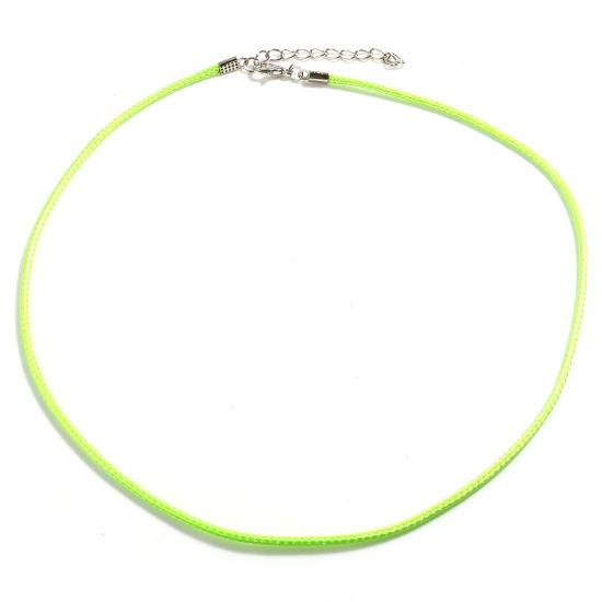 Picture of Korean Wax + Polyester Braided String Cord Necklace Neon Green 45cm(17 6/8") long, 20 PCs