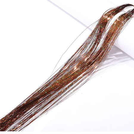 Picture of Plastic Silk Thread Hair Accessories Findings Coffee Glitter 90cm, 1 Packet(120Pcs/Packet)