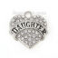 Immagine di Lega di Zinco Charm Ciondoli Cuore Tono Argento Lettere Scolpito " Daughter " Trasparente Strass 20mm x 19mm , 2 Pz