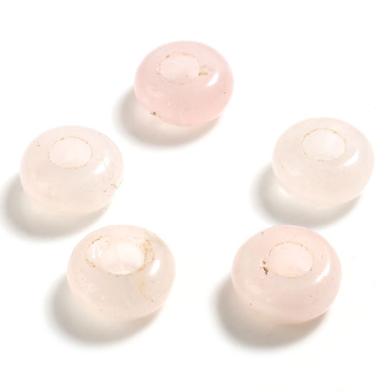 Picture of Rose Quartz ( Natural ) Large Hole Charm Beads Light Pink Round 10mm Dia., Hole: Approx 4.1mm, 2 PCs