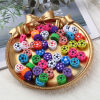 Picture of Polymer Clay Sport Beads Round At Random Color Mixed Football Pattern About 10mm Dia, Hole: Approx 2.8mm, 100 PCs