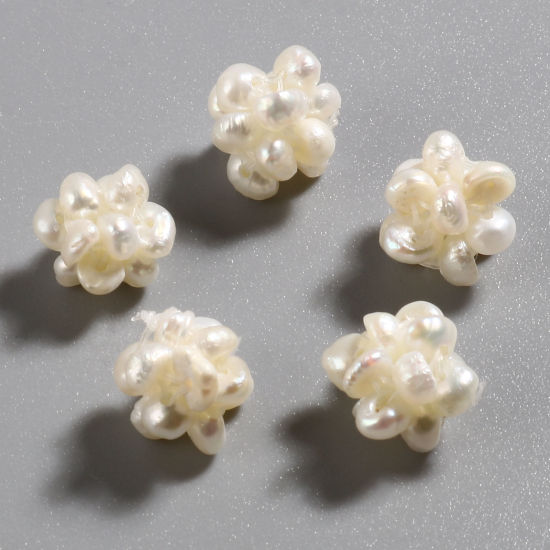 Picture of Natural Pearl Baroque Beads Flower White About 7mm-9mm Dia., 1 Piece