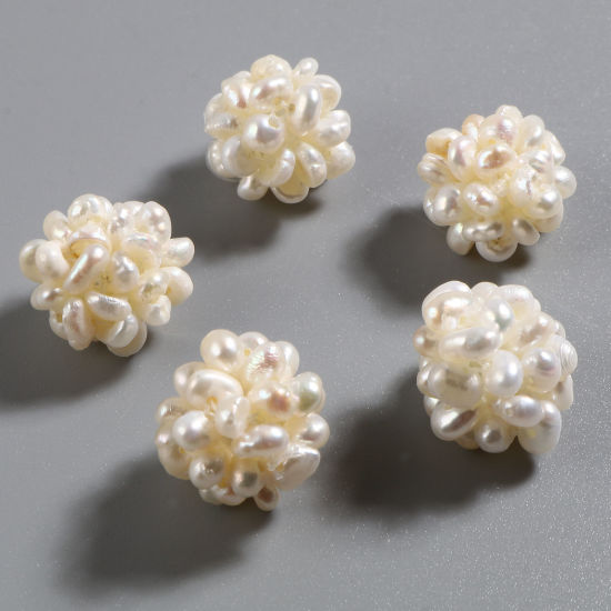 Picture of Natural Pearl Baroque Beads Flower White About 12mm-13mm Dia., 1 Piece