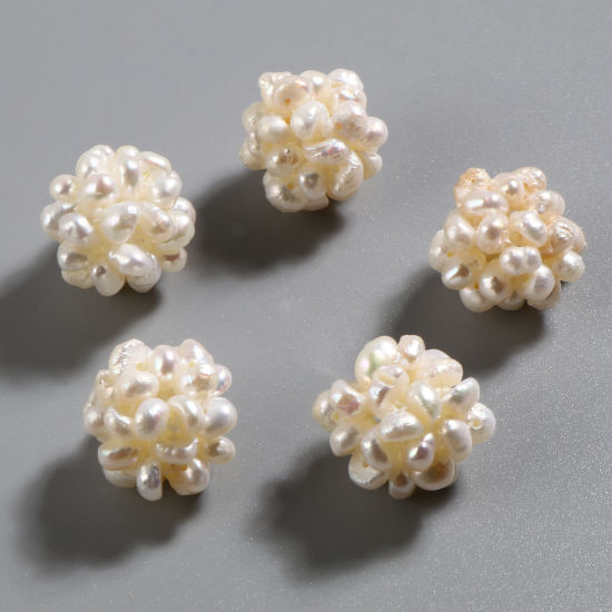 Picture of Natural Pearl Baroque Beads Flower White About 14mm-15mm Dia., 1 Piece