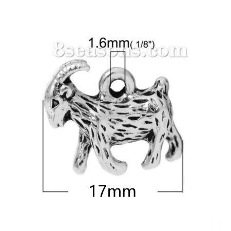 Zinc Based Alloy Easter Charms Goat Sheep Antique Silver Color 17mm( 5/8") x 13mm( 4/8"), 20 PCs