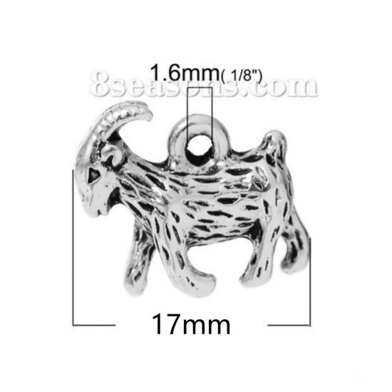 Picture of Zinc Based Alloy Easter Charms Goat Sheep Antique Silver Color 17mm( 5/8") x 13mm( 4/8"), 20 PCs