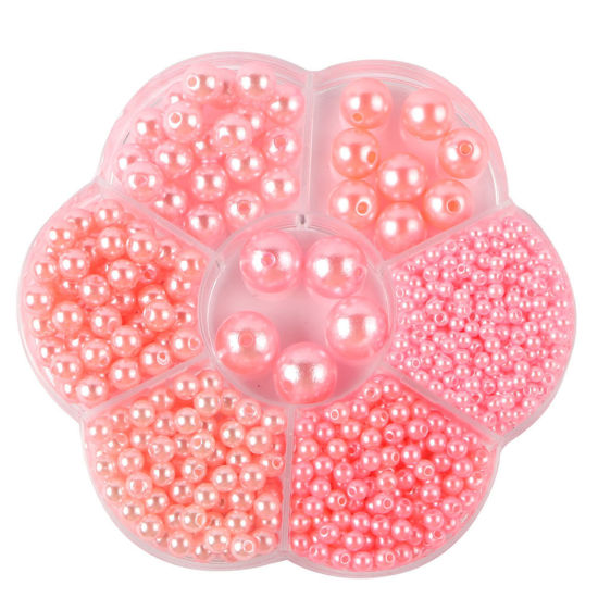 Image de Perles en Plastique Rose Rond Imitation Perles 10.2cm x 10.2cm, 1 Boîte