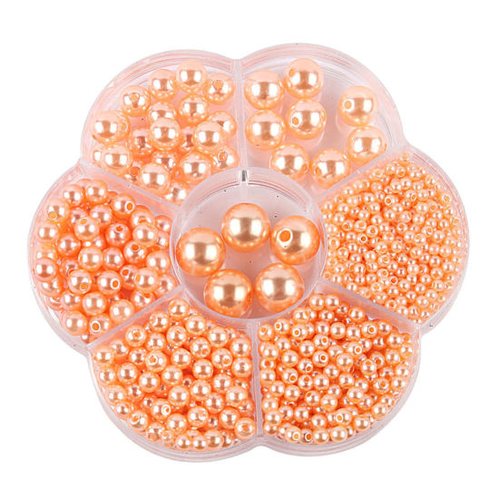 Image de Perles en Plastique Orange Rond Imitation Perles 10.2cm x 10.2cm, 1 Boîte