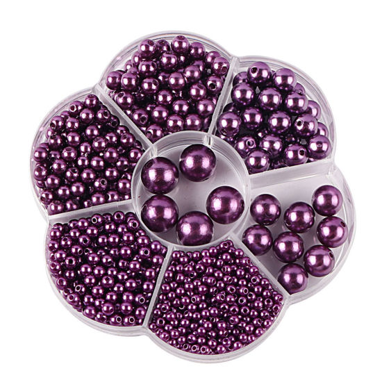 Image de Perles en Plastique Prune Rond Imitation Perles 10.2cm x 10.2cm, 1 Boîte