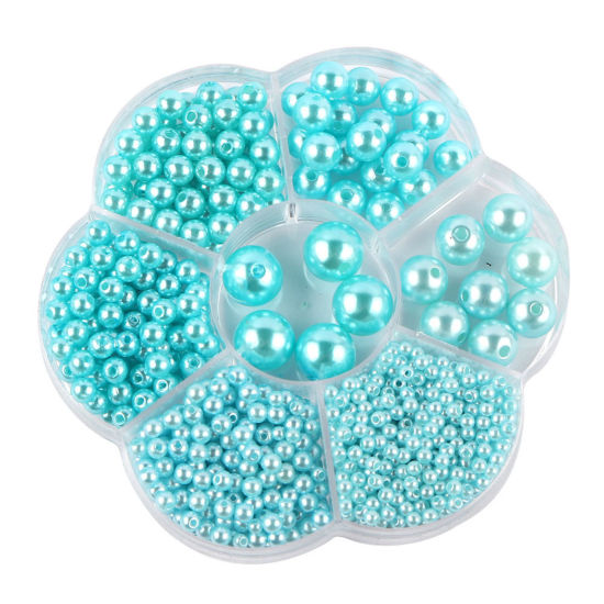 Image de Perles en Plastique Bleu Ciel Rond Imitation Perles 10.2cm x 10.2cm, 1 Boîte
