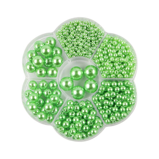 Image de Perles en Plastique Vert Rond Imitation Perles 10.2cm x 10.2cm, 1 Boîte