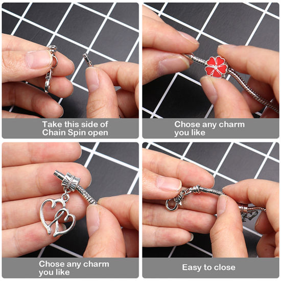 Image de Kit de Fabrication de Bijoux DIY Bracelet à Breloques pour Adolescentes Accessoires de Bricolage Artisanal Rouge Cheval Nœuds Papillons 16cm - 0.9cm x 0.9cm, Trou: Environ 5.4mm-4.5mm, 1 Kit