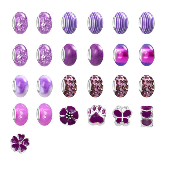 Image de Kit de Fabrication de Bijoux DIY Bracelet à Breloques pour Adolescentes Accessoires de Bricolage Artisanal Violet Queue de Poisson Papillons 16cm - 0.9cm x 0.9cm, Trou: Environ 5.4mm-4.5mm, 1 Kit
