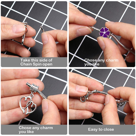 Image de Kit de Fabrication de Bijoux DIY Bracelet à Breloques pour Adolescentes Accessoires de Bricolage Artisanal Violet Queue de Poisson Papillons 16cm - 0.9cm x 0.9cm, Trou: Environ 5.4mm-4.5mm, 1 Kit