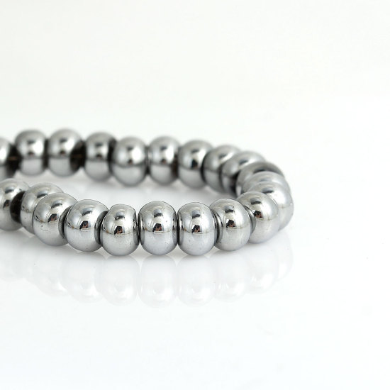 Picture of Glass Loose Beads Drop Silver-gray About 6mm x5mm, Hole: Approx 2mm, 38.5cm long, 1 Strand (Approx 100 PCs/Strand)