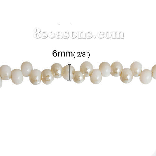 Picture of Glass Loose Beads Drop White & Champagne About 6mm x5mm, Hole: Approx 2mm, 38.5cm long, 1 Strand (Approx 100 PCs/Strand)