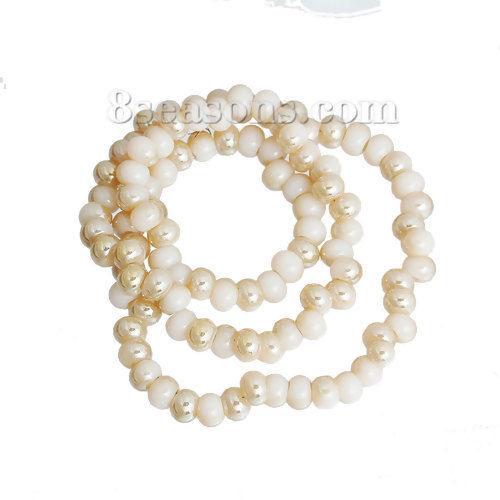 Picture of Glass Loose Beads Drop White & Champagne About 6mm x5mm, Hole: Approx 2mm, 38.5cm long, 1 Strand (Approx 100 PCs/Strand)