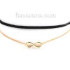 Picture of Black Velvet Faux Suede Choker Necklace Link Curb Chain Gold Plated Infinity Symbol Pendant 34.5cm(13 5/8") long, 1 Piece