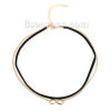 Picture of Black Velvet Faux Suede Choker Necklace Link Curb Chain Gold Plated Infinity Symbol Pendant 34.5cm(13 5/8") long, 1 Piece