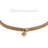 Picture of Khaki Velvet Faux Suede Choker Necklace Gold Plated Heart 34cm(13 3/8") long, 1 Piece