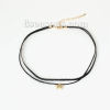 Picture of New Fashion Black Terylene Choker Necklace Gold Plated Star Pendant 34cm(13 3/8") long, 1 Piece