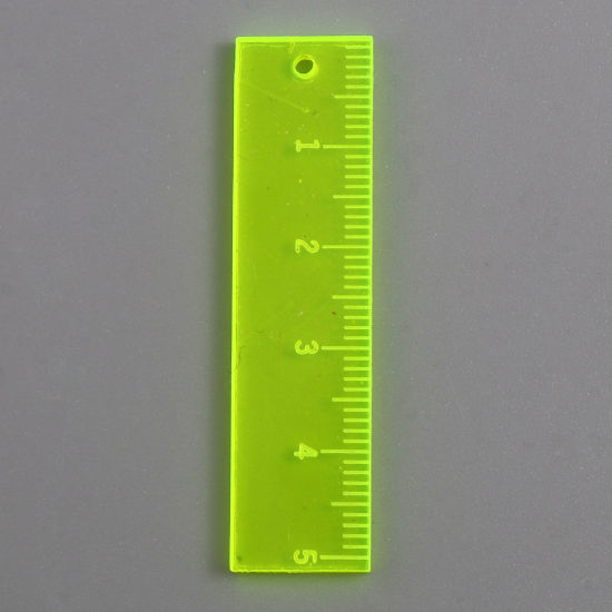 Image de Pendentifs en Acrylique Bijoux d'Ecole Mesure Jaune Fluorescent 5.2cm x 1.3cm, 5 Pcs