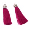 Picture of Rayon Tassel Pendants Fuchsia With Light Golden CCB Cap About 8cm(3 1/8") long, 5 PCs
