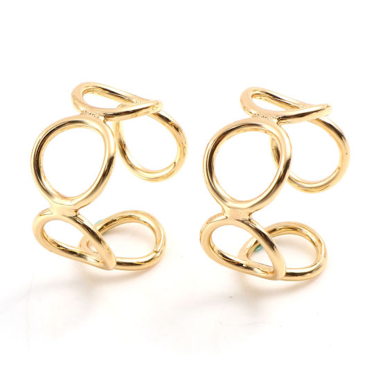 Bild von Messing Ohrklemme Klipp Ohrring 18K Echtgold plattiert C-Form Geometrisch 20mm x 19mm, 1 Stück