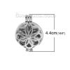 Picture of Zinc Based Alloy Aromatherapy Essential Oil Diffuser Locket Pendants Round Silver Tone Flower Hollow Carved Can Open (Fits 30mm Dia.) 4.4cm x3.3cm(1 6/8" x1 2/8"), 1 Piece